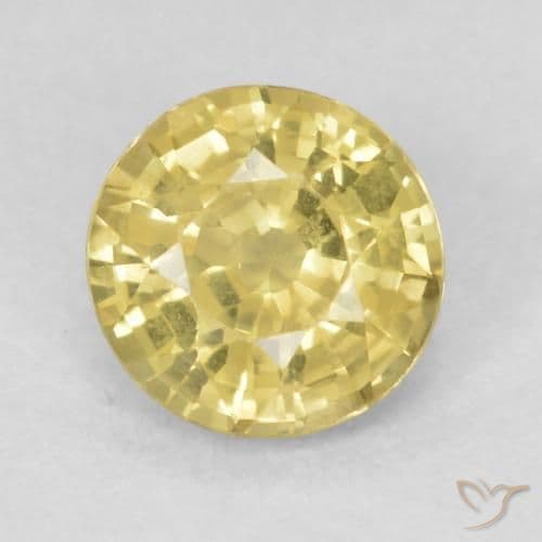 0.48ct Natural Light Yellow Sapphire, Round Cut, 4.70 mm