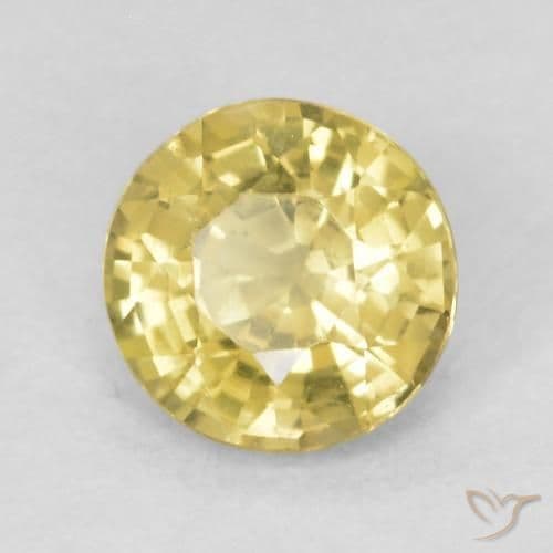 0.48ct Natural Light Yellow Sapphire, Round Cut, 4.70 mm