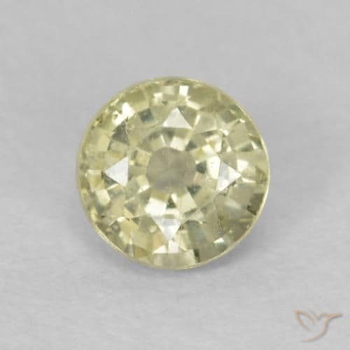 0.48ct Natural Light Yellow Sapphire, Round Cut, 4.33 mm