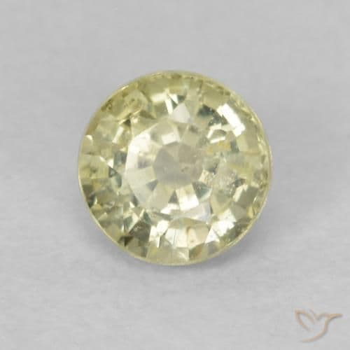 0.48ct Natural Light Yellow Sapphire, Round Cut, 4.33 mm
