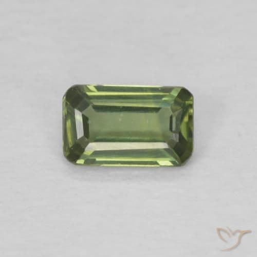 0.42ct Natural Warm Green Sapphire, Emerald Cut, 5.2x3.3 mm