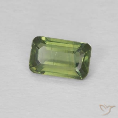 0.37ct Natural Warm Green Sapphire, Emerald Cut, 5.1x3.1 mm