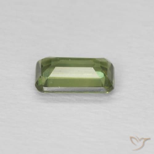 0.37ct Natural Warm Green Sapphire, Emerald Cut, 5.1x3.1 mm