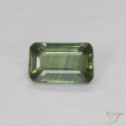 0.42ct Pale Earth Green Sapphire, Emerald Cut, 5.1x3.2 mm