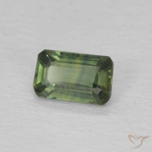 0.42ct Pale Earth Green Sapphire, Emerald Cut, 5.1x3.2 mm
