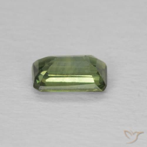 0.42ct Pale Earth Green Sapphire, Emerald Cut, 5.1x3.2 mm