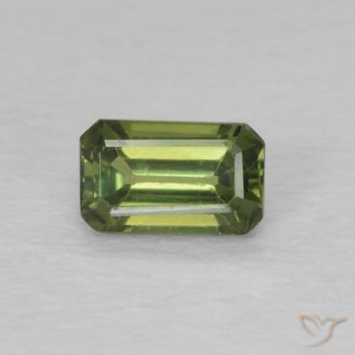 0.42ct Natural Warm Green Sapphire, Emerald Cut, 5.2x3.3 mm