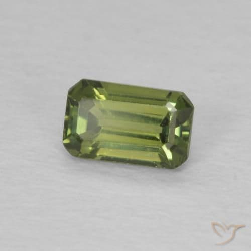 0.46ct Natural Warm Green Sapphire, Emerald Cut, 5.1x3.1 mm