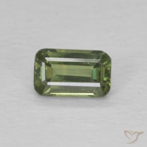 0.42ct Light Forest Green Sapphire, Emerald Cut, 5.1x3.3 mm