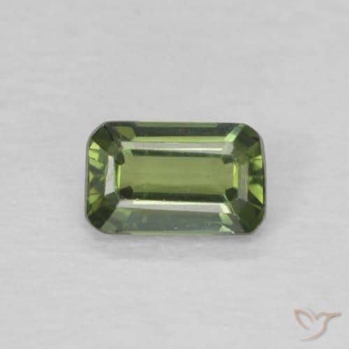 0.45ct Natural Warm Green Sapphire, Emerald Cut, 5.2x3.3 mm