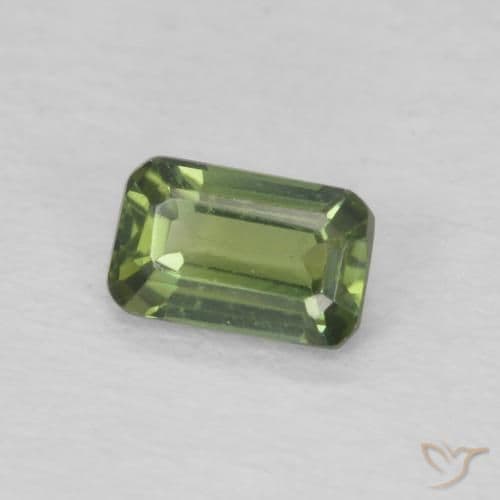 0.44ct Natural Warm Green Sapphire, Emerald Cut, 5.2x3.2 mm