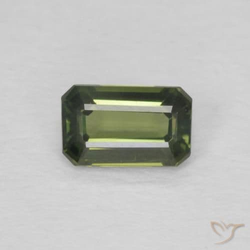 0.45ct Natural Warm Green Sapphire, Emerald Cut, 5.2x3.3 mm