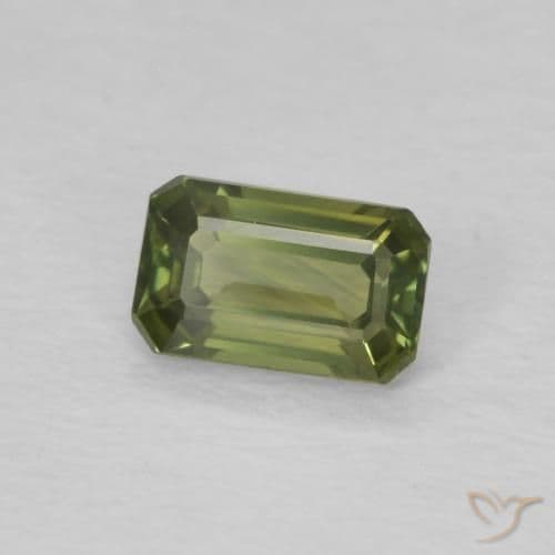 0.45ct Medium Green Sapphire, Emerald Cut, 5.1x3.2 mm
