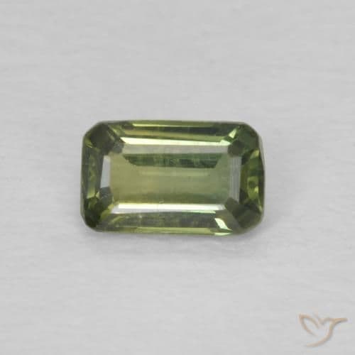 0.42ct Light Forest Green Sapphire, Emerald Cut, 5.1x3.3 mm