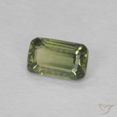 0.41ct Natural Warm Green Sapphire, Emerald Cut, 5.1x3.2 mm