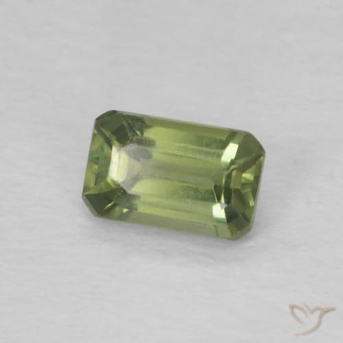 0.45ct Natural Warm Green Sapphire, Emerald Cut, 5.1x3.2 mm