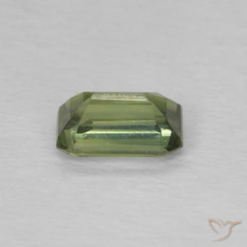0.45ct Natural Warm Green Sapphire, Emerald Cut, 5.1x3.2 mm