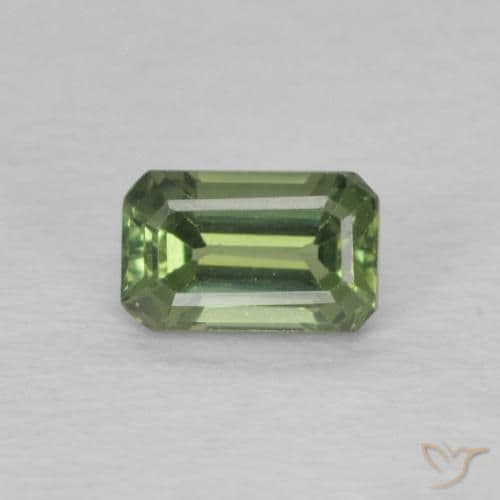 0.45ct Natural Warm Green Sapphire, Emerald Cut, 5.2x3.3 mm