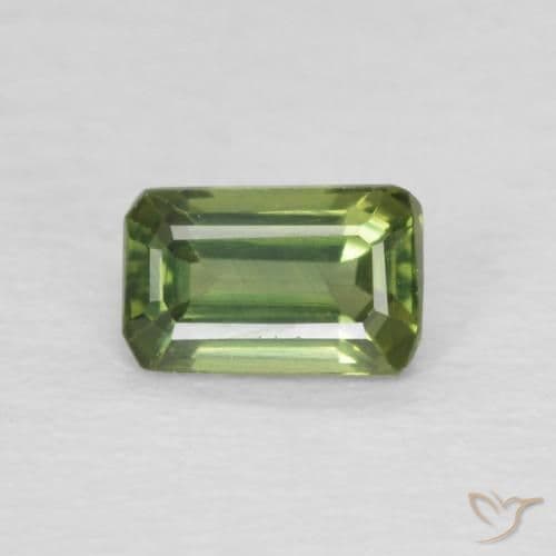 0.48ct Medium Light Green Sapphire, Emerald Cut, 5.2x3.3 mm