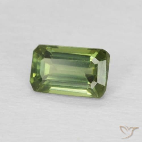 0.48ct Medium Light Green Sapphire, Emerald Cut, 5.2x3.3 mm