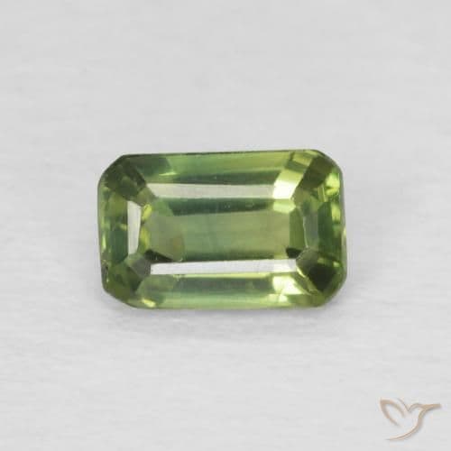 0.42ct Light Forest Green Sapphire, Emerald Cut, 5.1x3.3 mm