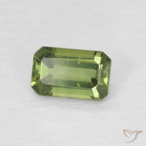 0.45ct Earthy Green Sapphire, Emerald Cut, 5.2x3.2 mm