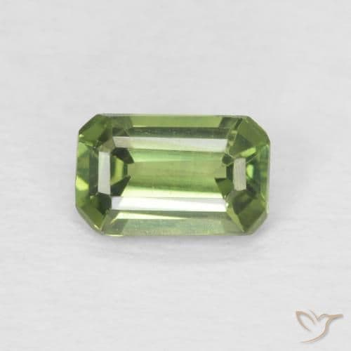 0.42ct Natural Warm Green Sapphire, Emerald Cut, 5.2x3.3 mm