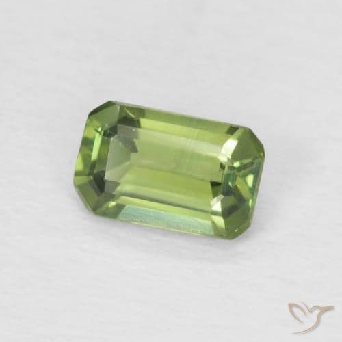 0.42ct Natural Warm Green Sapphire, Emerald Cut, 5.2x3.3 mm