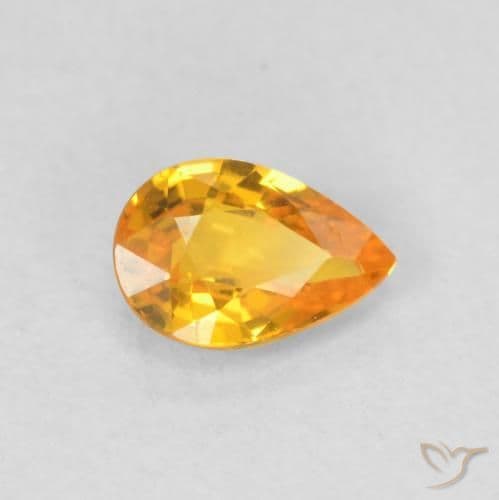0.51ct Medium Orange Sapphire, Pear Shape, 6.1x4.3 mm