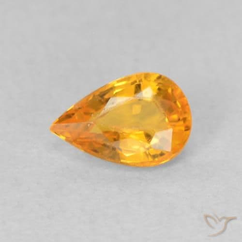 0.53ct Natural Medium Orange Sapphire, Pear Shape, 6.1x4 mm
