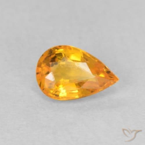 0.53ct Natural Medium Orange Sapphire, Pear Shape, 6.1x4 mm