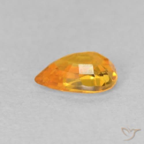 0.53ct Natural Medium Orange Sapphire, Pear Shape, 6.1x4 mm