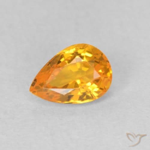0.51ct Natural Orange-Gold Sapphire, Pear Shape, 5.8x4 mm
