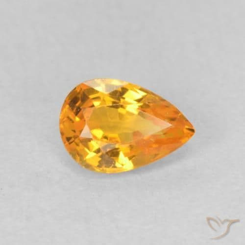 0.51ct Natural Orange-Gold Sapphire, Pear Shape, 5.8x4 mm