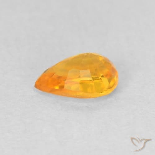 0.51ct Natural Orange-Gold Sapphire, Pear Shape, 5.8x4 mm