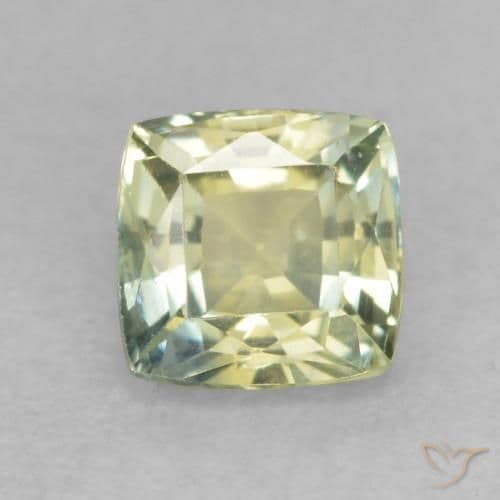 0.58ct Yellowish Green Sapphire, Cushion Cut, 4.3x4.2 mm