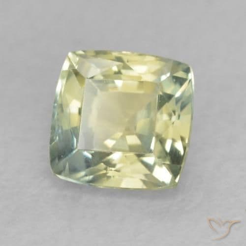 0.58ct Yellowish Green Sapphire, Cushion Cut, 4.3x4.2 mm