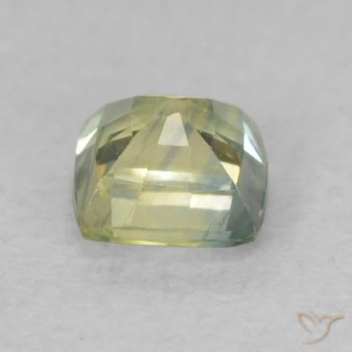 0.58ct Yellowish Green Sapphire, Cushion Cut, 4.3x4.2 mm