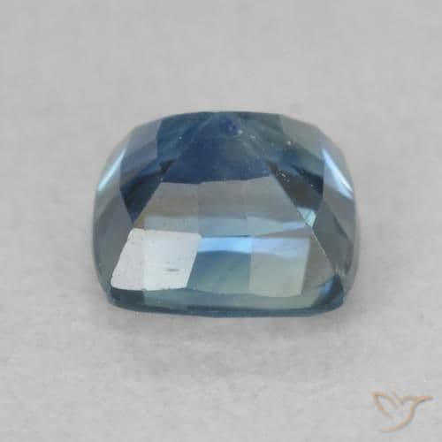0.68ct Light Blue-Green Sapphire, Cushion Cut, 4.6x4.5 mm