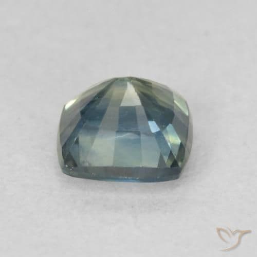 0.74ct Greenish Blue Sapphire, Cushion Cut, 4.8x4.8 mm
