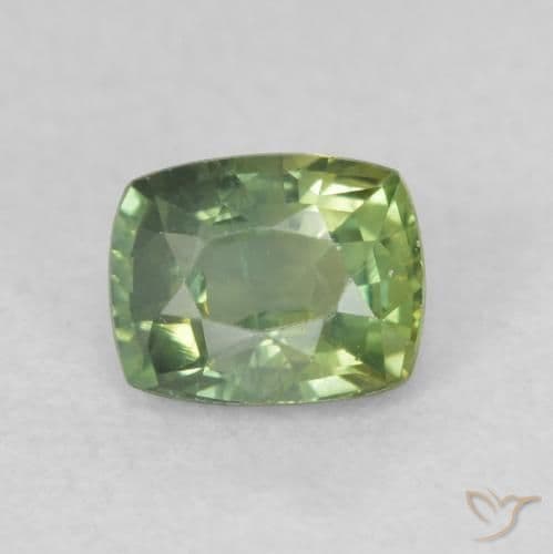 0.81ct Light Sage Green Sapphire, Cushion Cut, 5.1x5.1 mm