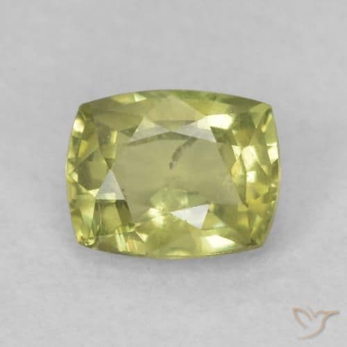 0.67ct Light Pear Green Sapphire, Cushion Cut, 5.4x4.3 mm