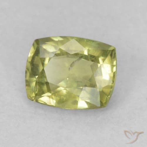 0.70ct Yellowish Green Sapphire, Cushion Cut, 5.6x4.4 mm