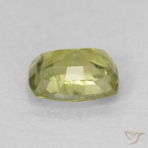 0.70ct Yellowish Green Sapphire, Cushion Cut, 5.6x4.4 mm