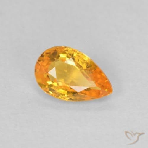 0.47ct Natural Bright Orange Sapphire, Pear Shape, 6x3.8 mm