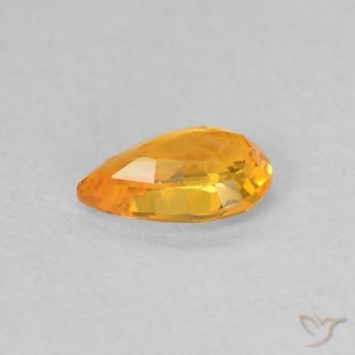 0.47ct Natural Bright Orange Sapphire, Pear Shape, 6x3.8 mm
