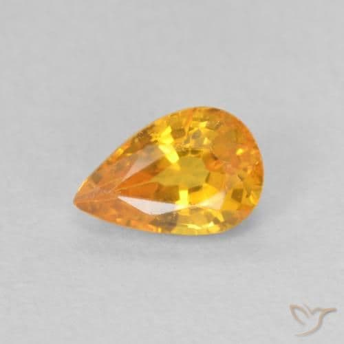 0.60ct Bright Orange Sapphire, Pear Shape, 6.1x4.1 mm