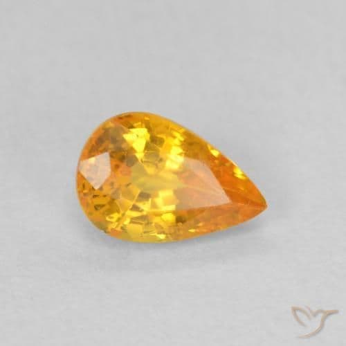0.60ct Bright Orange Sapphire, Pear Shape, 6.1x4.1 mm