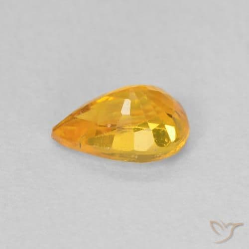 0.60ct Bright Orange Sapphire, Pear Shape, 6.1x4.1 mm