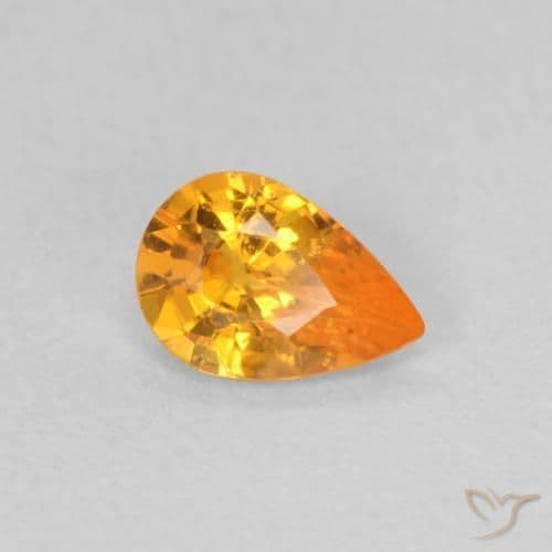 0.44ct Natural Bright Orange Sapphire, Pear Shape, 5.8x4 mm